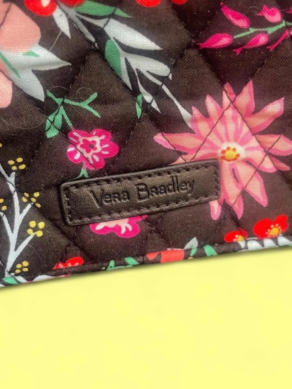 Vera Bradley Tangerine twist double zip Floral Quilted cosmetic Makeup Case